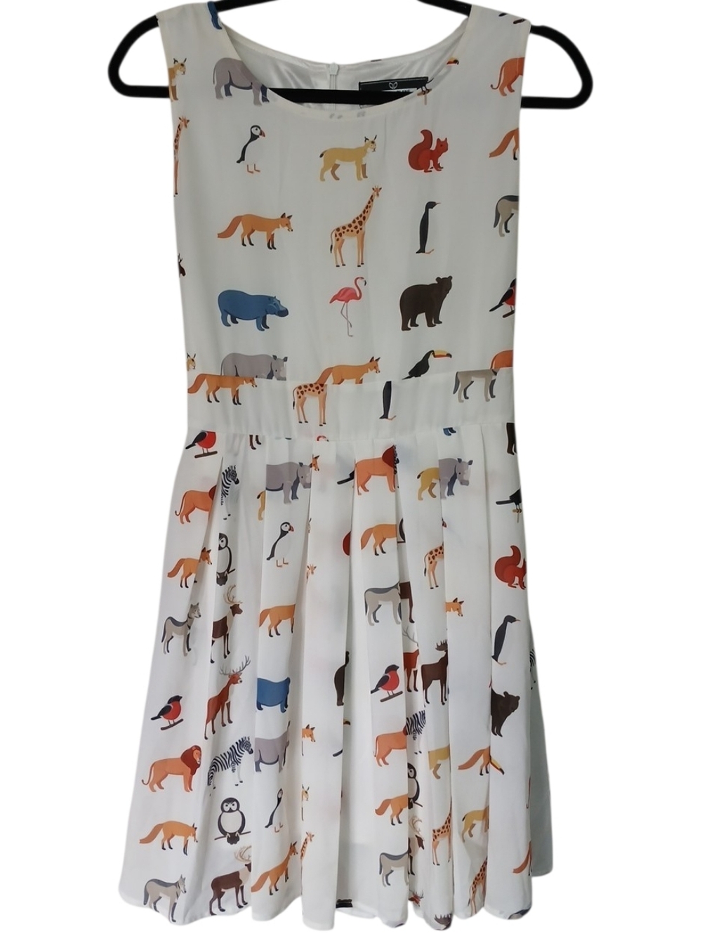Paper Plane White Animal Print Sleeveless Fit & Flare Dress Small/medium